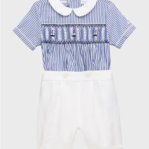 Other - Blue Striped Sailboat Romper